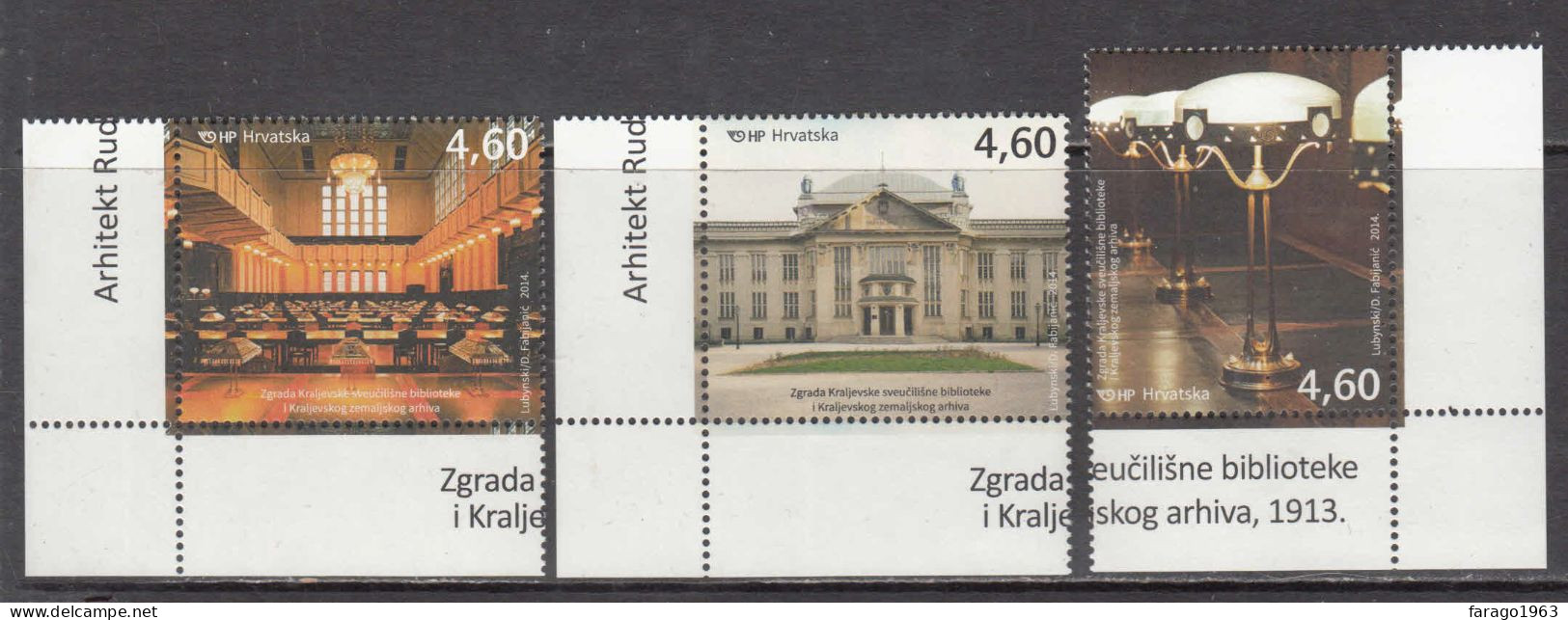 2014 Croatia University Library Complete Set Of 3 MNH - Croatie