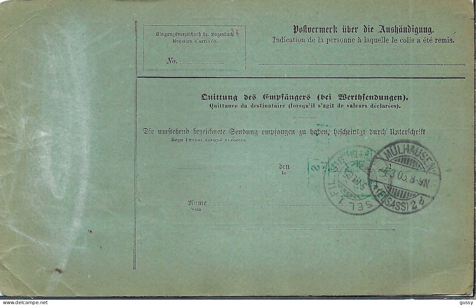 ALLEMAGNE Ca.1905: Bulletin D'Expédition De Dornach Pour Genève (Suisse) - Briefe U. Dokumente