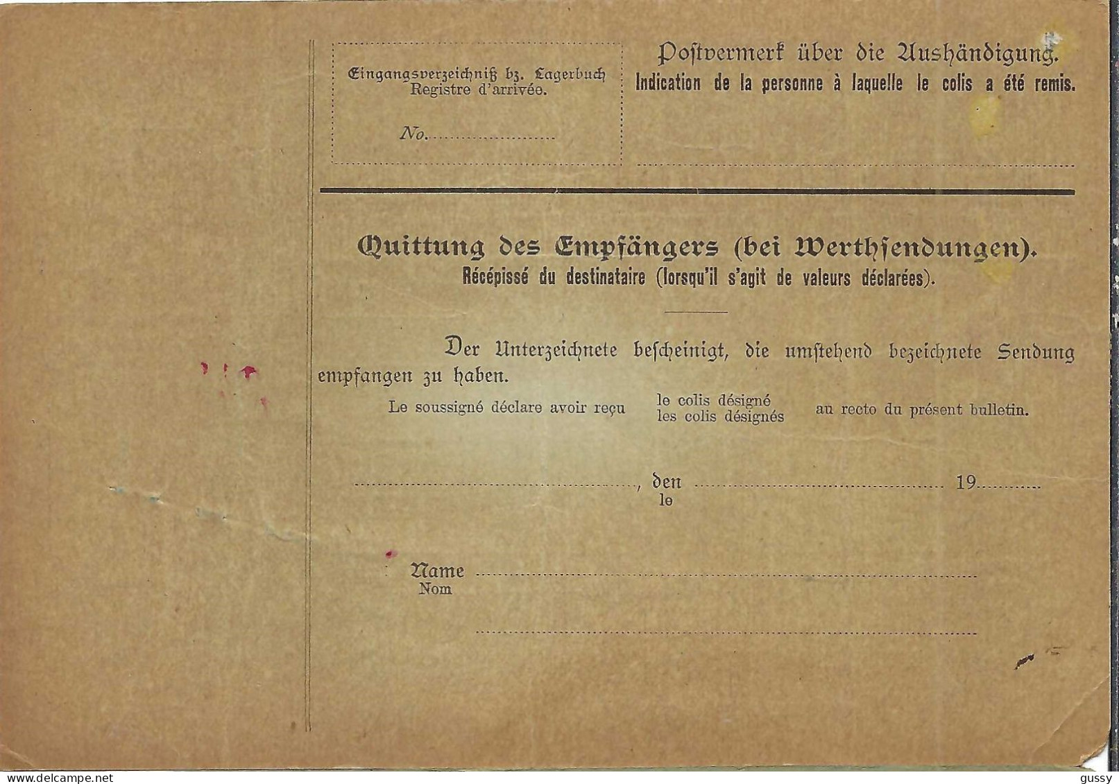 ALLEMAGNE Ca.1904: Bulletin D'Expédition De Berlin Pour Genève (Suisse) - Lettres & Documents