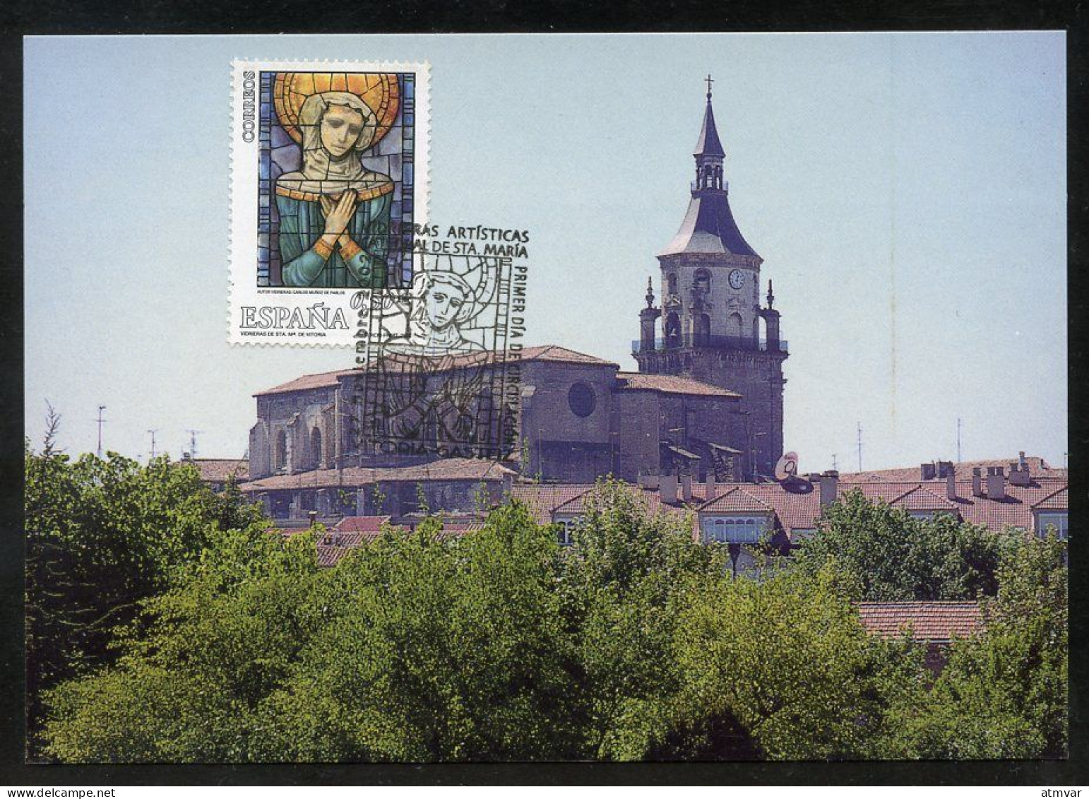 ESPAÑA (2002) Carte Maximum Card - Vidrieras Artísticas Catedral Sta. Mª Vitoria, Stained Glass, Vitrail, Cathedrale - Cartes Maximum