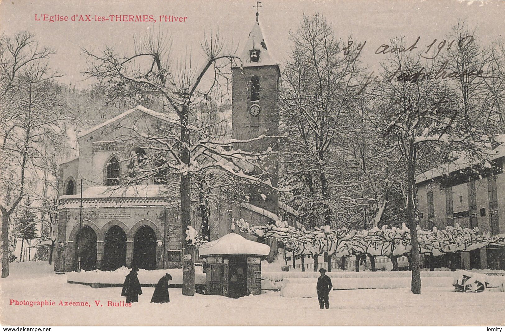 09 Ax Les Thermes église En Hiver Neige CPA - Ax Les Thermes