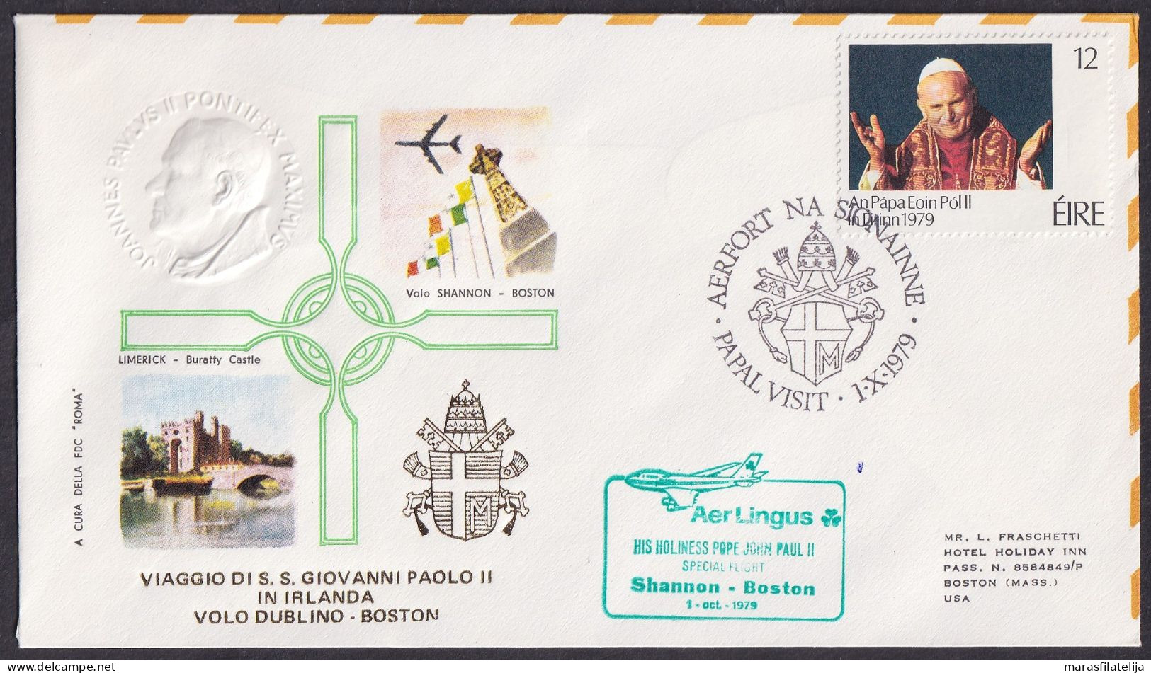 Vatican Ireland 1979, Pope Paul John II Visit - Aerfort Na Sionainne, Special Cover - Sonstige & Ohne Zuordnung