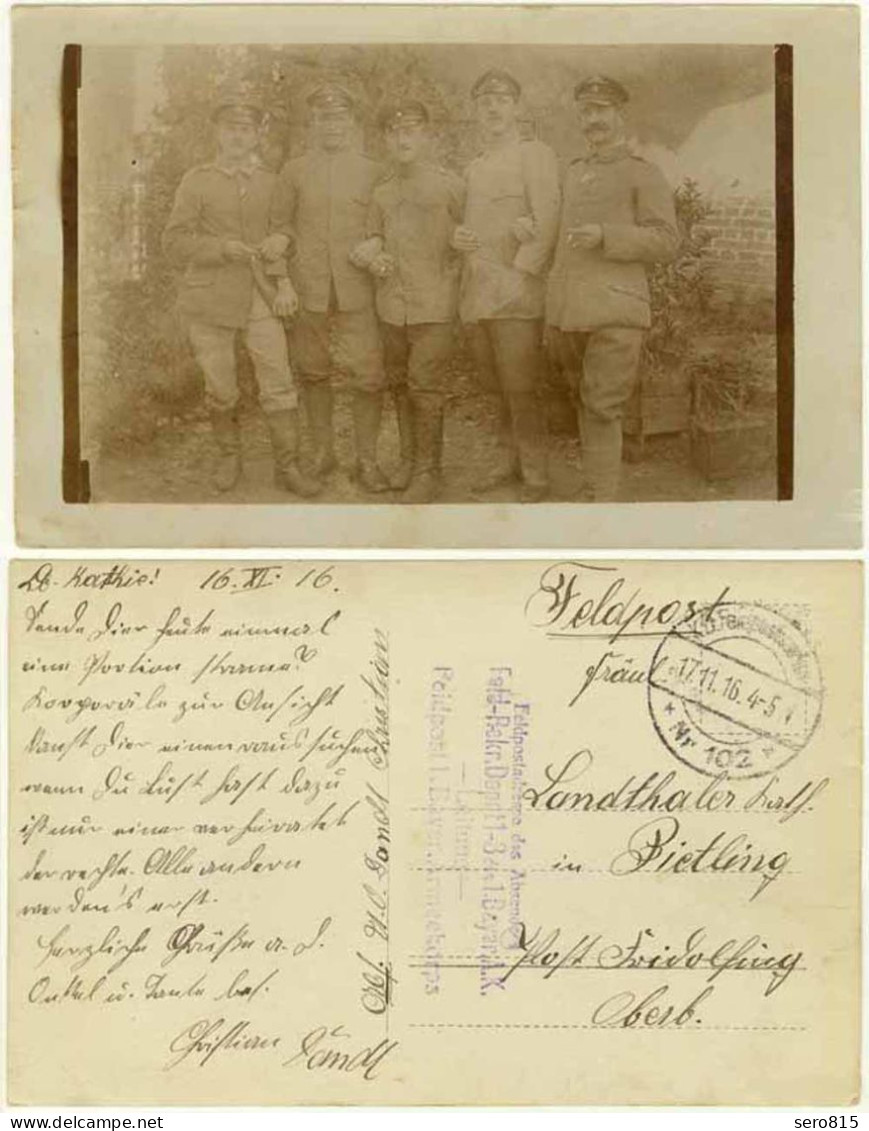 AK 1. WK 5 Soldaten Als Feldpost Gelaufen Feld-Rekr.Depot 1-3 Bayern 1916  (2593 - Lettres & Documents