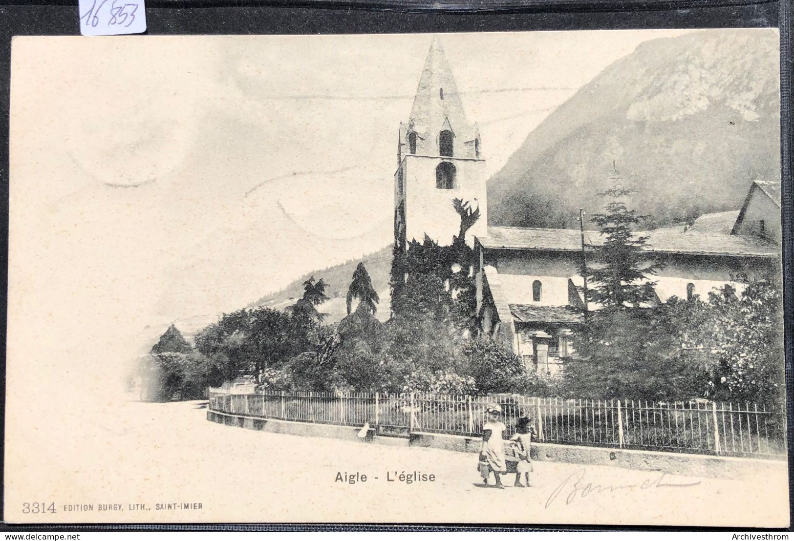 Aigle (Vaud) -  L'église Et Les Jardins, Enfants, Vers 1900 (16'853) - Aigle