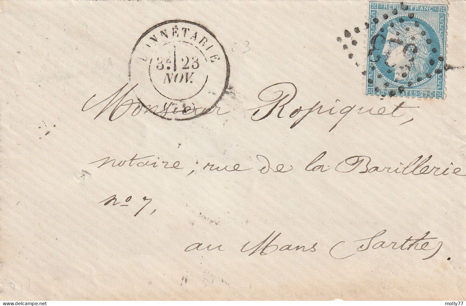 Lettre De Bonnetable à Le Mans LSC - 1849-1876: Periodo Classico