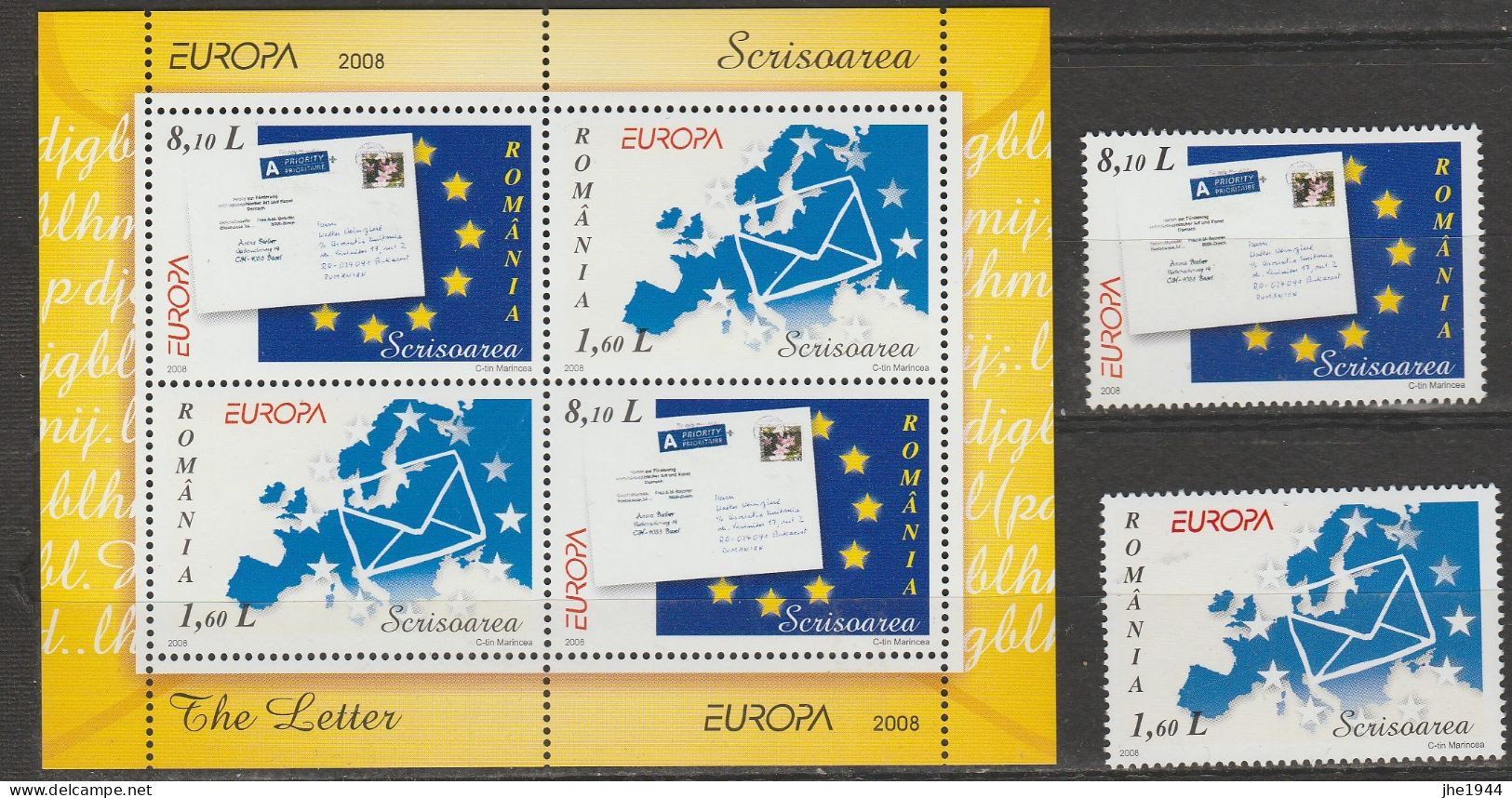 Europa 2008 Ecriture D'une Lettre Voir Liste Des Timbres à Vendre ** - 2008