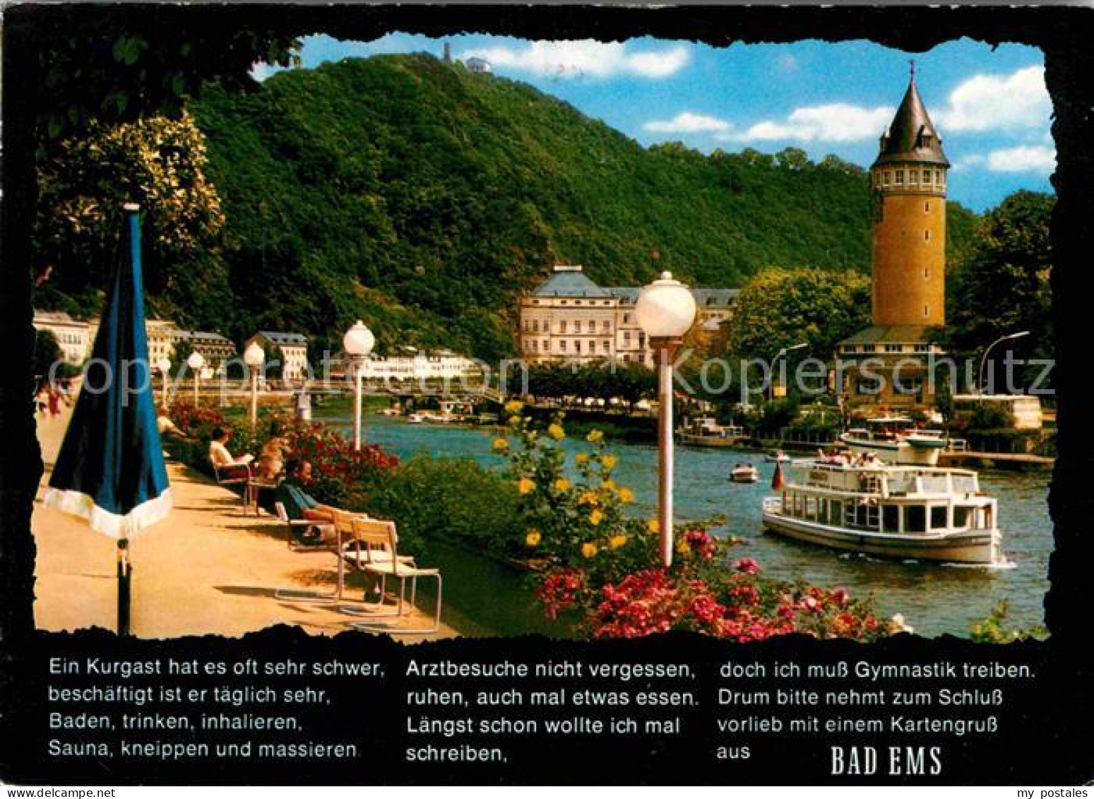 72694625 Bad Ems Restaurant Cafe Uferpromenade Ausflugsdampfer Turm Poesie Kuror - Bad Ems