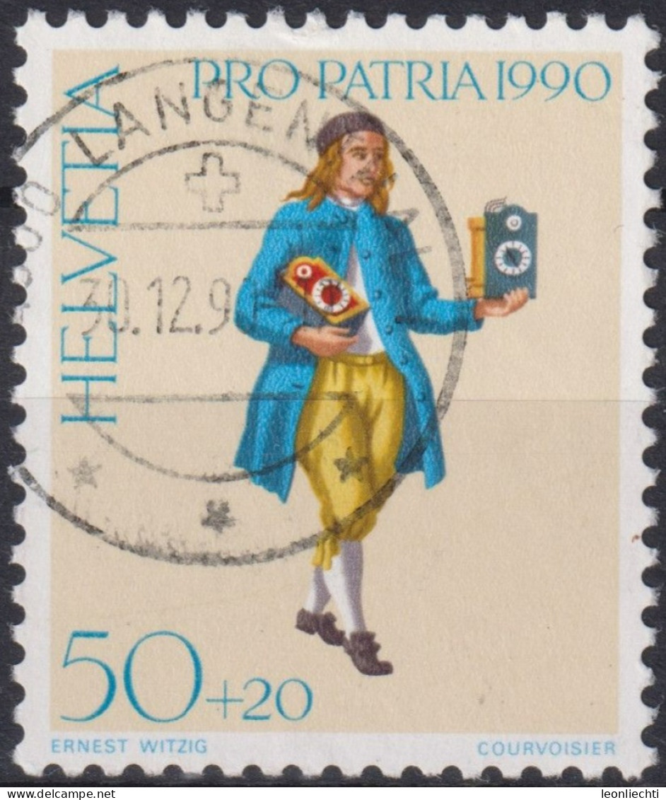 1990 Schweiz Pro Patria, Ausrufbilder, Uhrenhändler, ⵙ Zum:CH B228, Mi:CH 1418, Yt: CH 1344 - Oblitérés