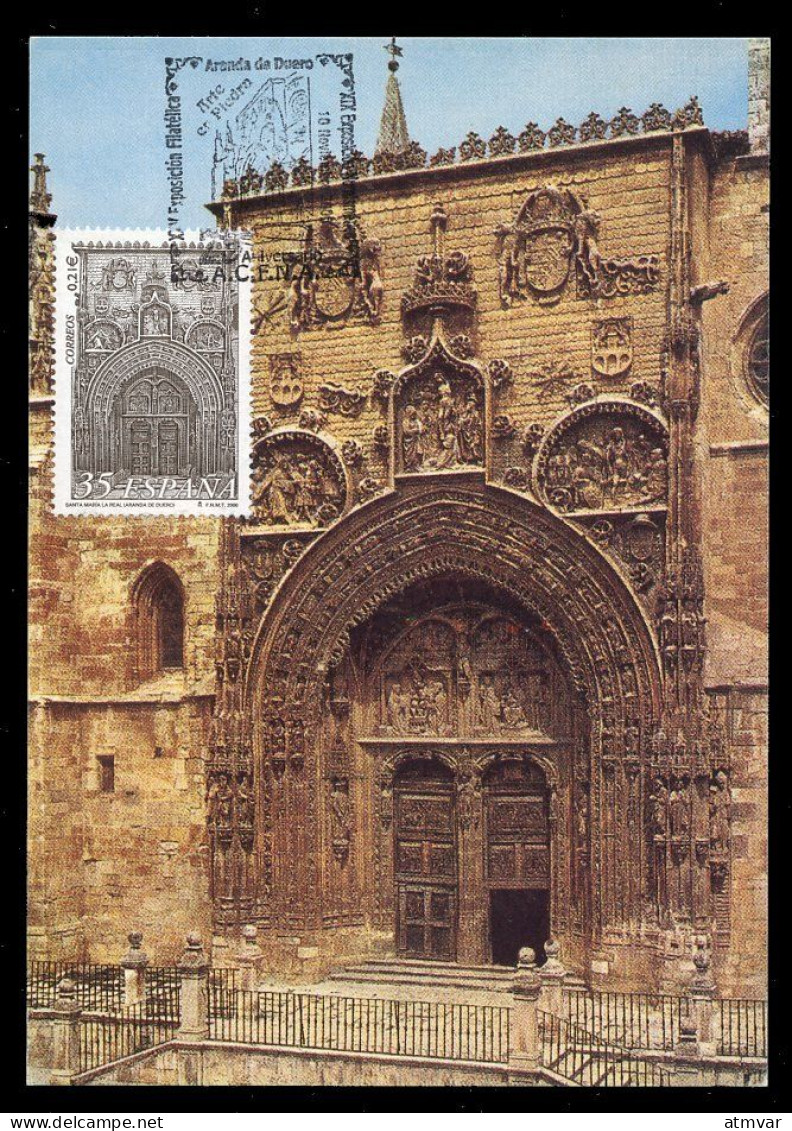 ESPAÑA (2000) Carte Maximum Card - Iglesia Santa María La Real, Aranda De Duero, Arte En Piedra, Church, église - Maximum Cards