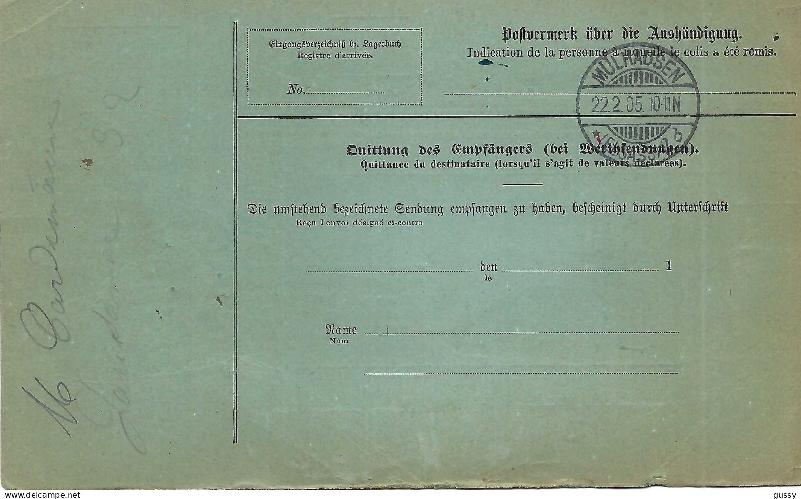 ALLEMAGNE Ca.1905: Bulletin D'Expédition De Dornach Pour Genève (Suisse) - Covers & Documents