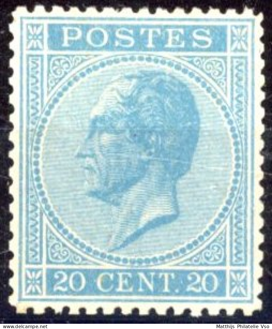 [** SUP] N° 18, 20c Bleu, Centrage Et Dentelure Parfait- Fraîcheur Postale. Rare Et LUXE - Cote: 8150€ - 1865-1866 Perfil Izquierdo