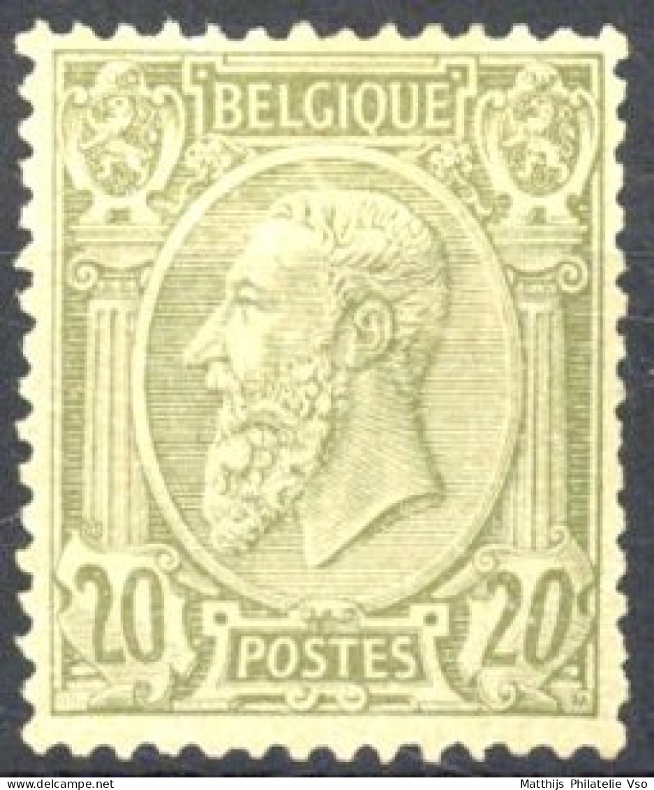 [* SUP] N° 47, 20c Olive/verdâtre, Excellent Centrage - Légère Trace. LUXE - Cote: 2160€ - 1884-1891 Leopold II.