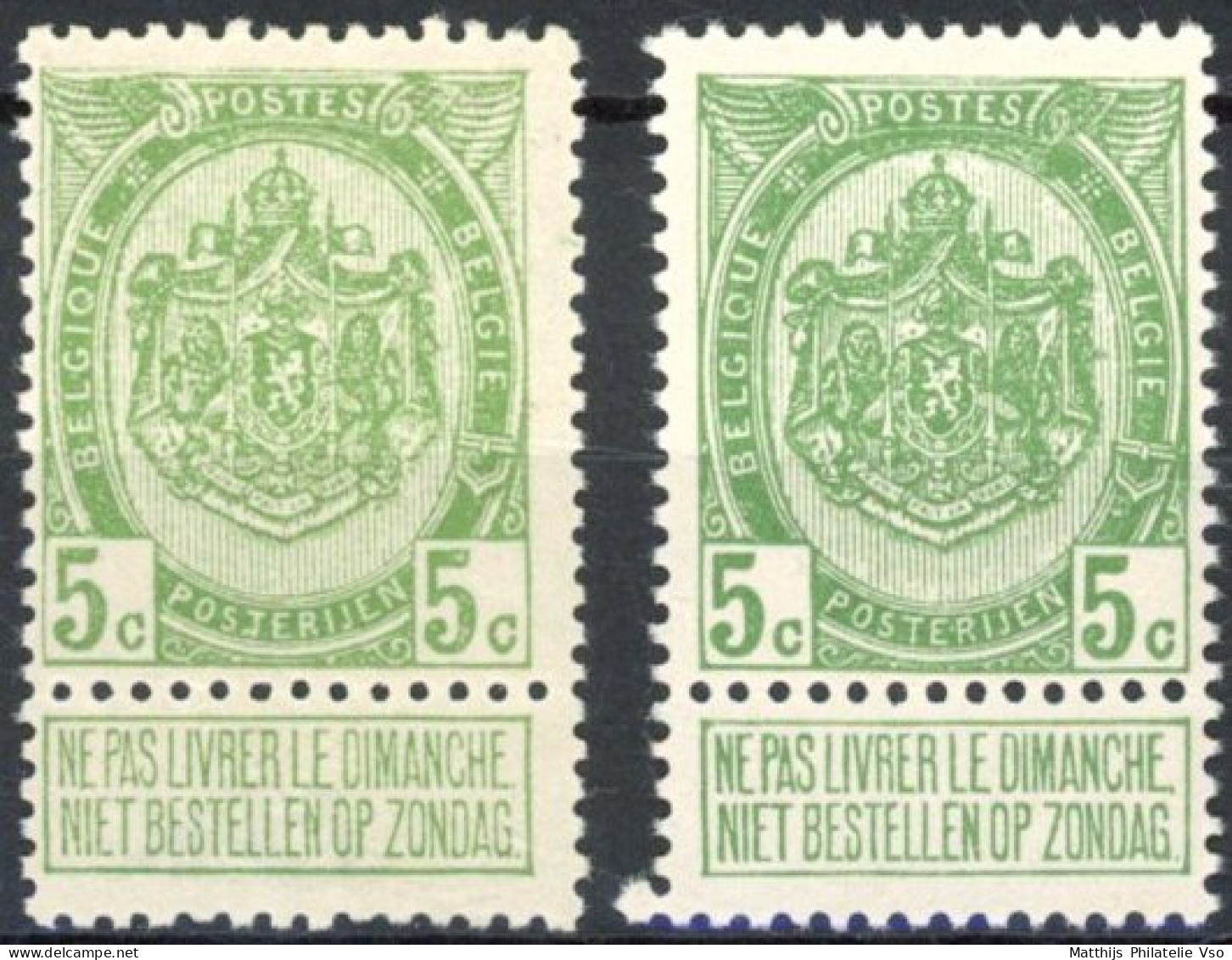 [** SUP] N° 83+83a, 5c Vert, Les 2 Nuances - Fraîcheur Postale - Cote: 120€ - 1893-1907 Coat Of Arms