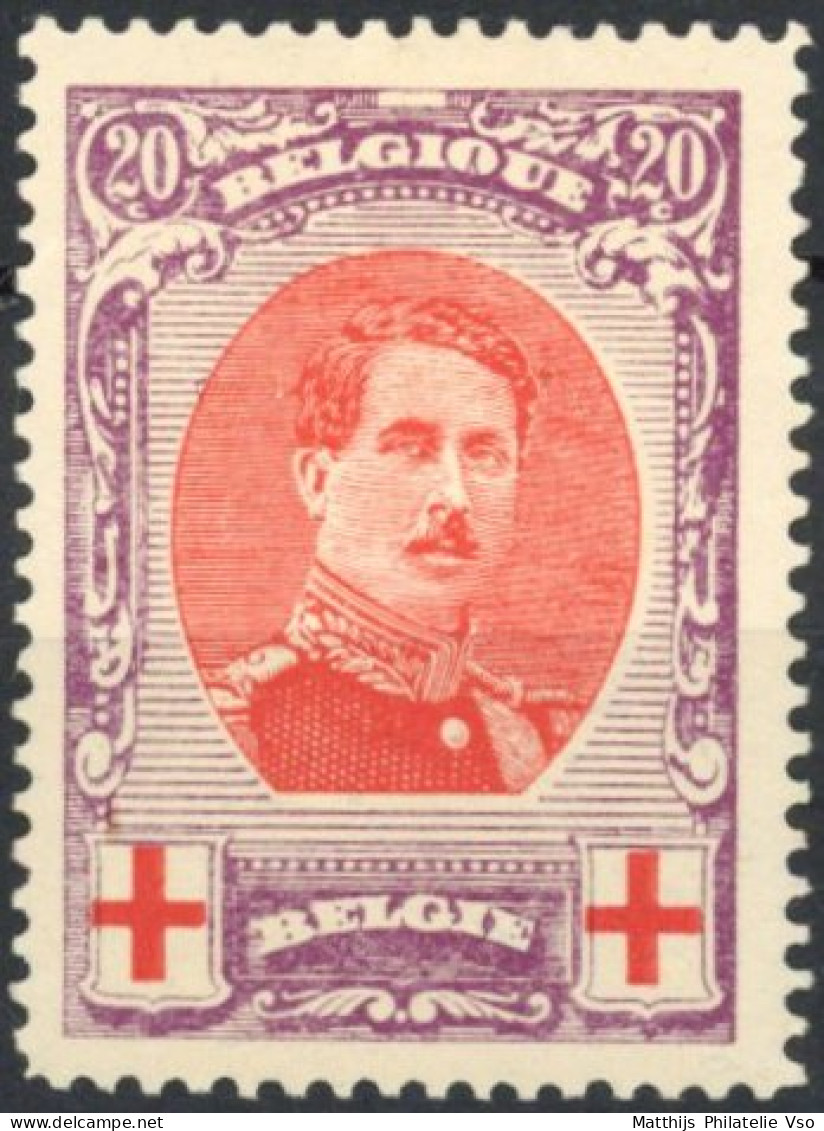 [* SUP] N° 134A, Albert I (dent 12) - Légère Trace - Cote: 60€ - 1914-1915 Red Cross