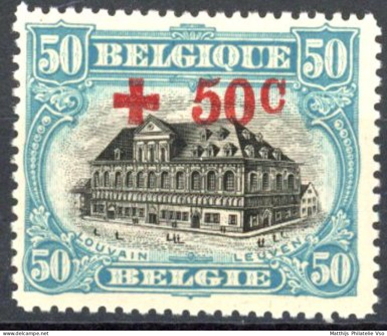 [** SUP] N° 159, 50c+50c Bleu-gris - Fraîcheur Postale - Cote: 120€ - 1914-1915 Rode Kruis