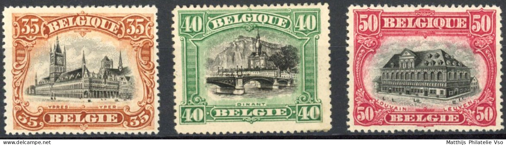 [* SUP] N° 142A/44A, 3 Valeurs Moyennes - Dentelure 15 - Cote: 55€ - 1915-1920 Albert I.