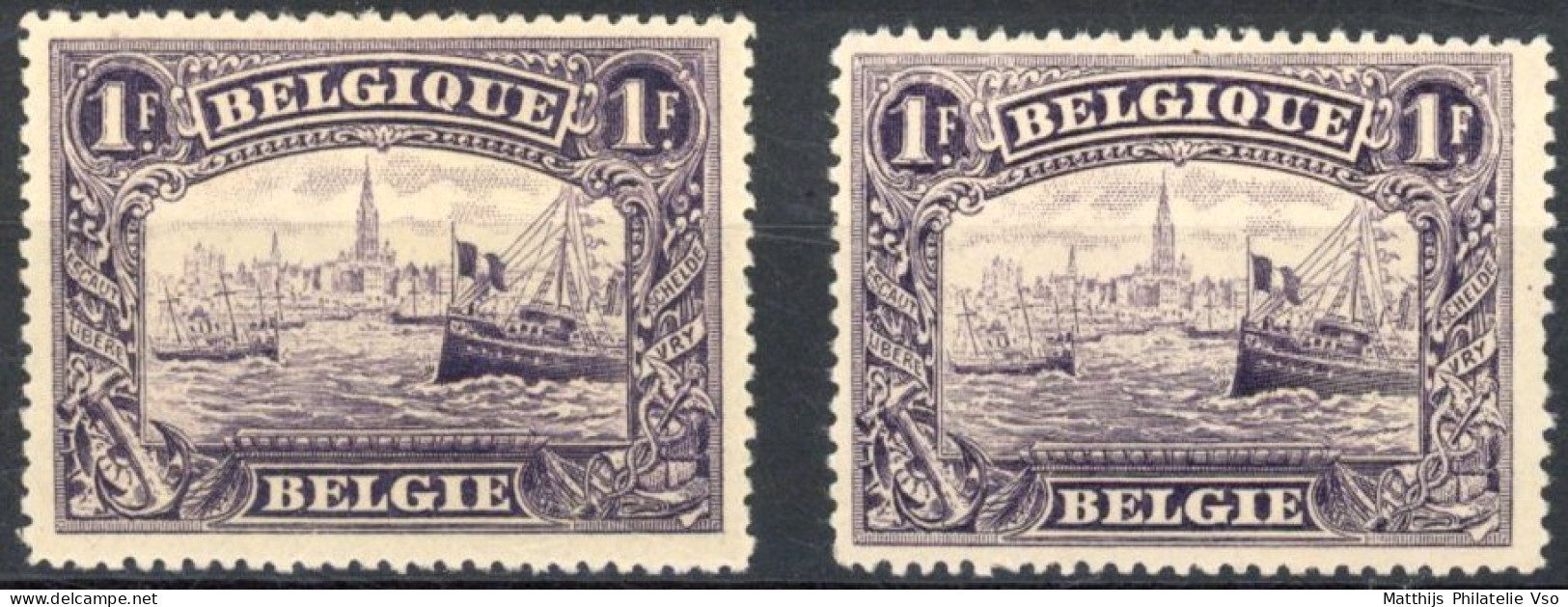 [** SUP] N° 145+145a, 1F L'Escaut, Les 2 Nuances - Fraîcheur Postale - Cote: 305€ - 1915-1920 Albert I