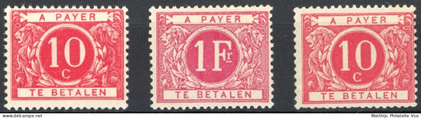 [** SUP] TX5+5a+5b, 10 Cent, Les 3 Nuances - Fraîcheur Postale - Cote: 366€ - Briefmarken