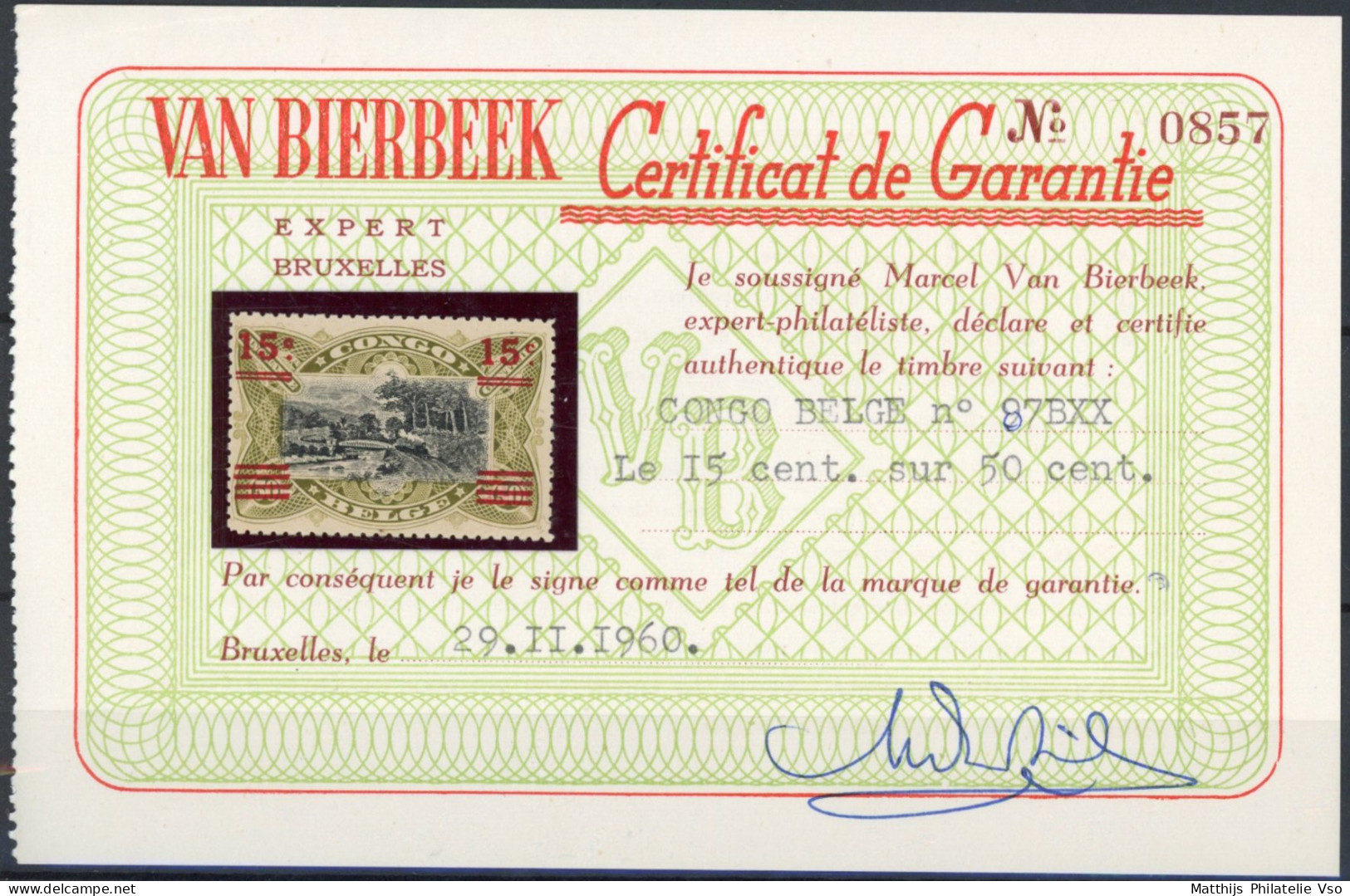 [** SUP] N° 87B, 15c/50c Unilingue, Certificat Photo - Fraîcheur Postale - Cote: 45€ - Unused Stamps