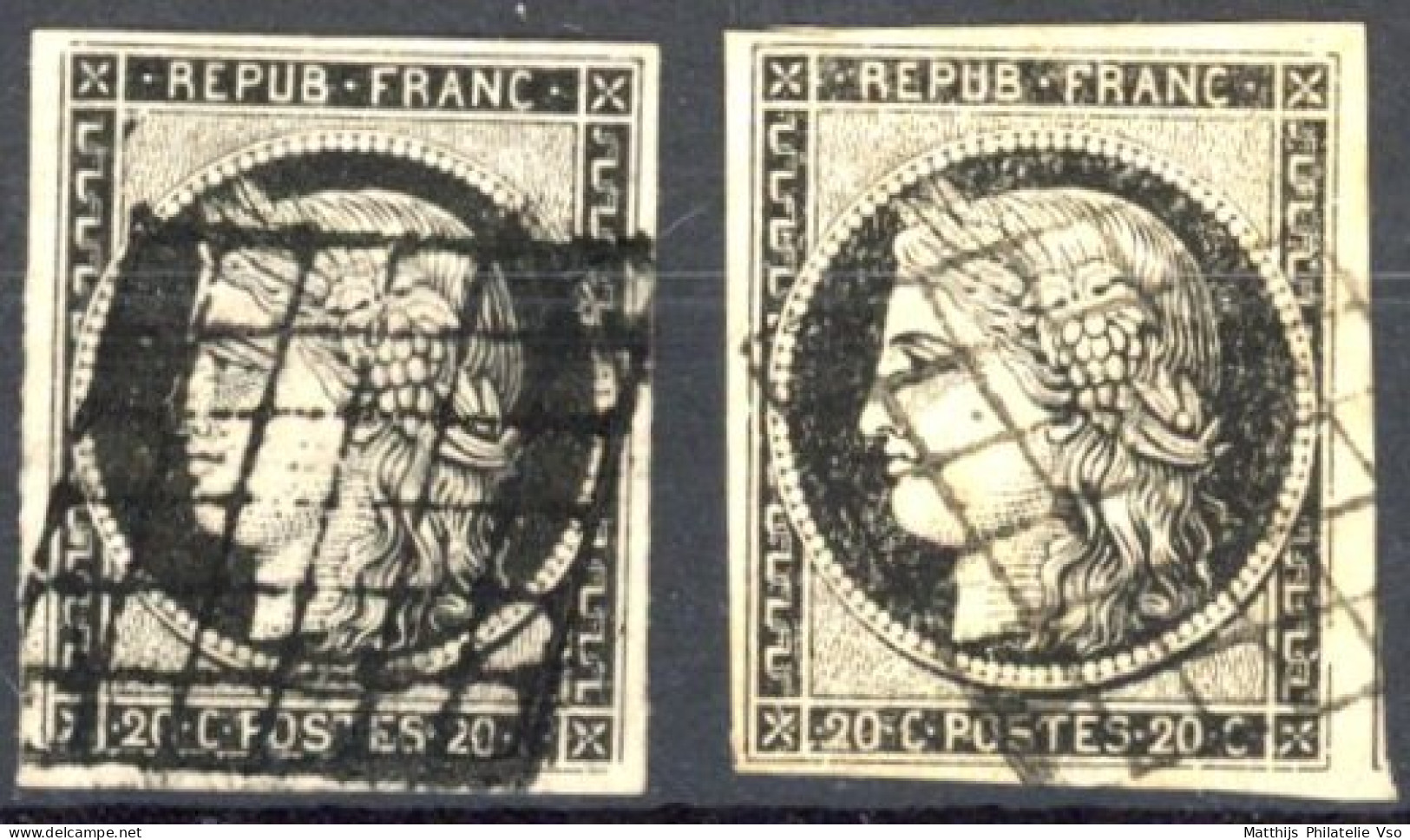 [O SUP] N° 3/3a, Deux Exemplaires Bien Margés De Nuances Différentes - Cote: 145€ - 1849-1850 Ceres
