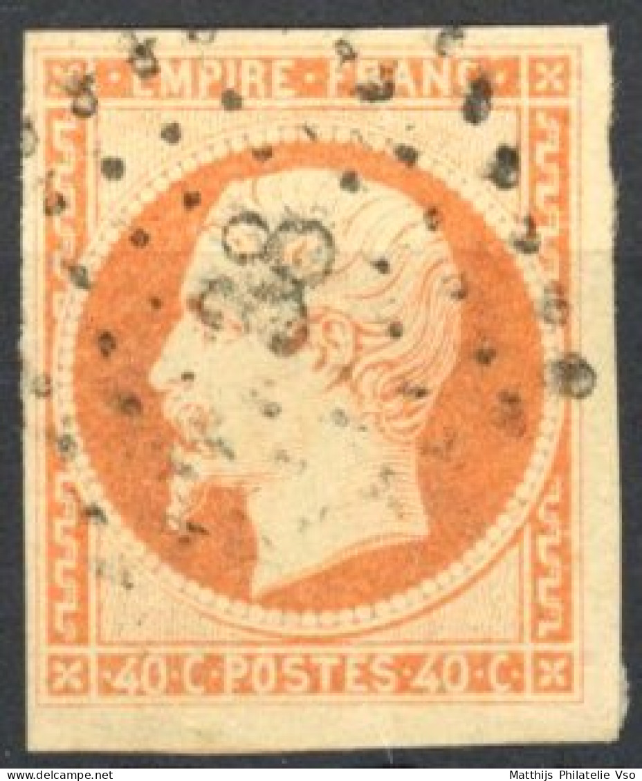 [O SUP] N° 16, 40c Orange, Grandes Marges - TB Obl Centrale 'PC38' Alais - 1853-1860 Napoleon III