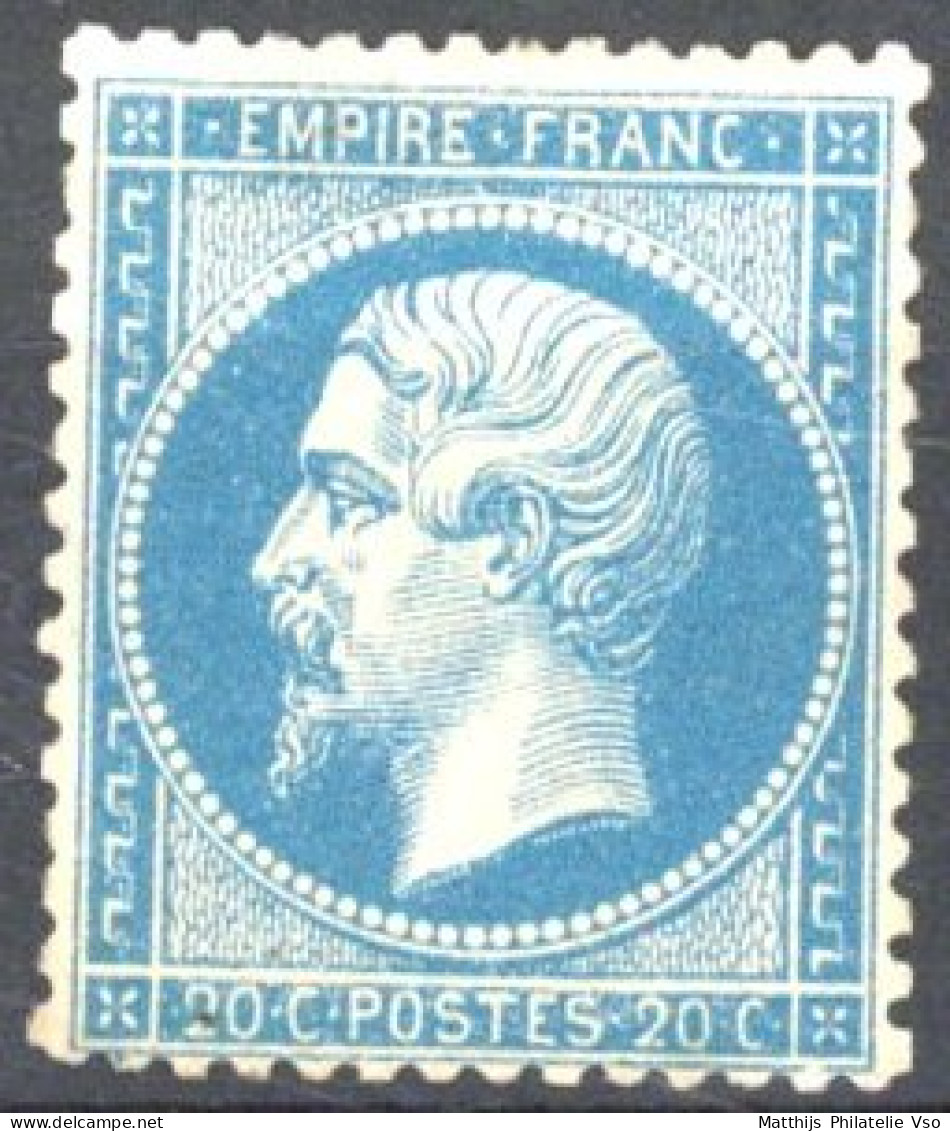 [* SUP] N° 22, 20c Bleu, TB Centrage Et Signé Calves - Très Frais - Cote: 420€ - 1862 Napoléon III