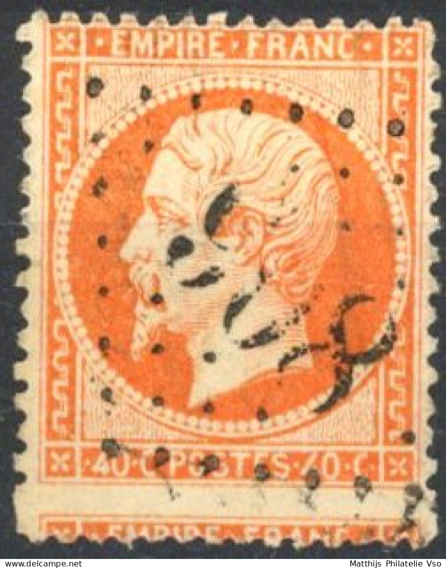 [O SUP] N° 23-Cu, 40c Orange Avec Grand Saut De Peigne En Bas Et Voisin - 1862 Napoléon III