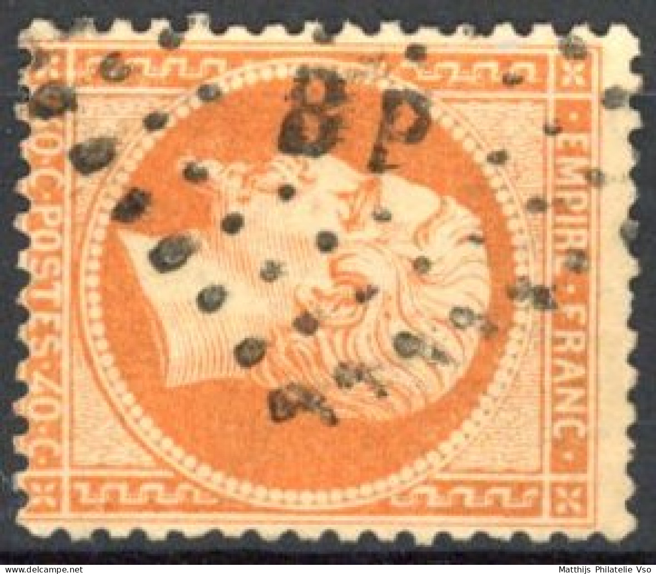 [O TB] N° 23b, 40c Orange Vif - TB Obl Centrale 'BP' - 1862 Napoléon III