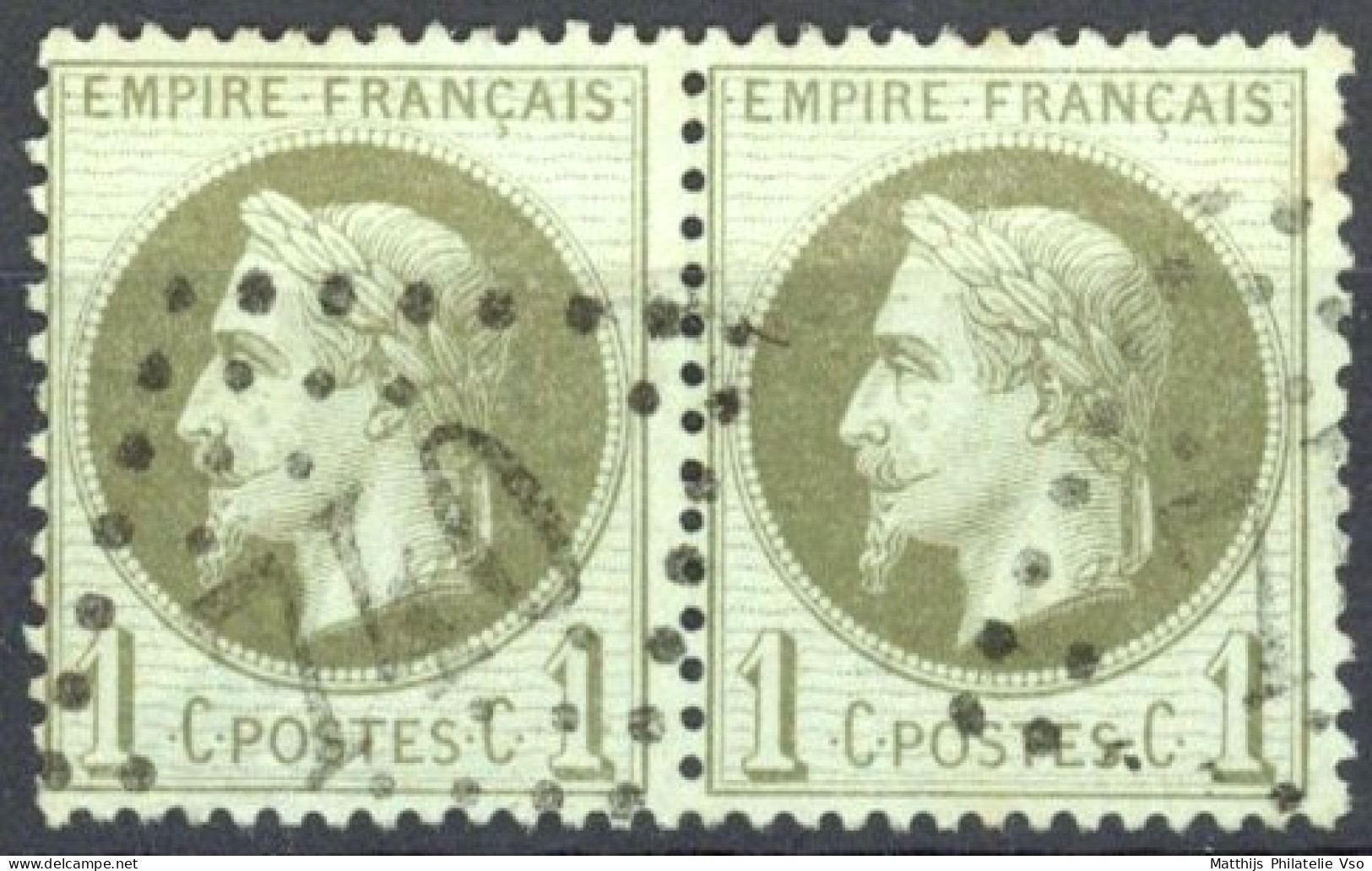 [O SUP] N° 25, Superbe Paire - TB Obl 'GC740' Carpentras - Cote: 60€ - 1863-1870 Napoléon III Lauré