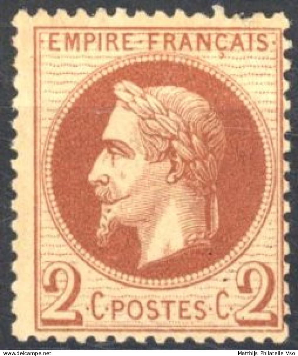 [* SUP] N° 26A, 2c Rouge-brun (type 1), Légère Trace - Grande Fraîcheur - Cote: 200€ - 1863-1870 Napoléon III Lauré