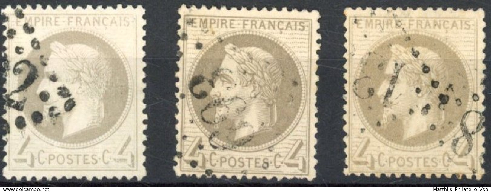 [O SUP] N° 27B+27Ba+27Bb, 4c Gris - Les 3 Nuances - Cote: 280€ - 1863-1870 Napoleon III With Laurels