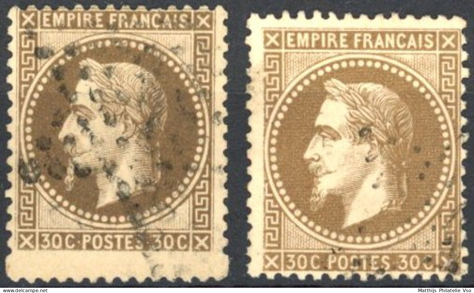 [O SUP] N° 30, 30c Brun (nuances) - Format Normal + Format Haut - 1863-1870 Napoléon III. Laure