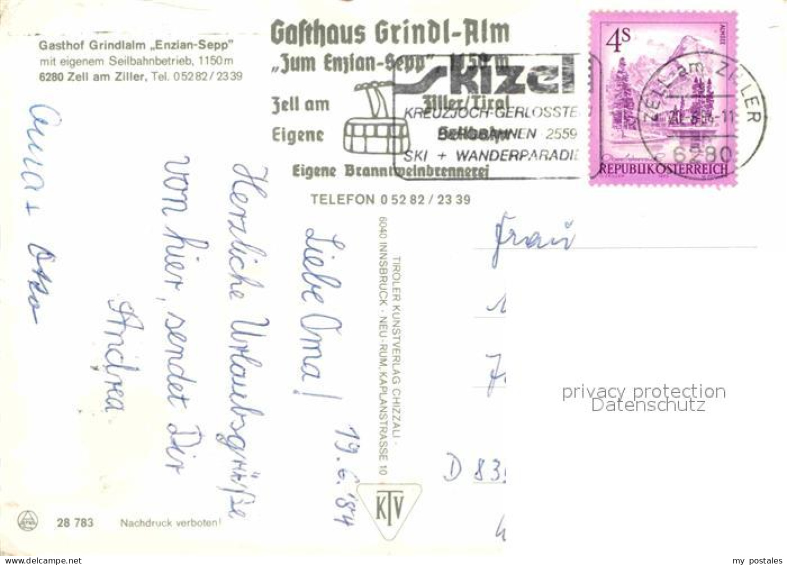 72694325 Zell Ziller Tirol Gasthof Grindalm Enzian Sepp Zell Am Ziller - Andere & Zonder Classificatie