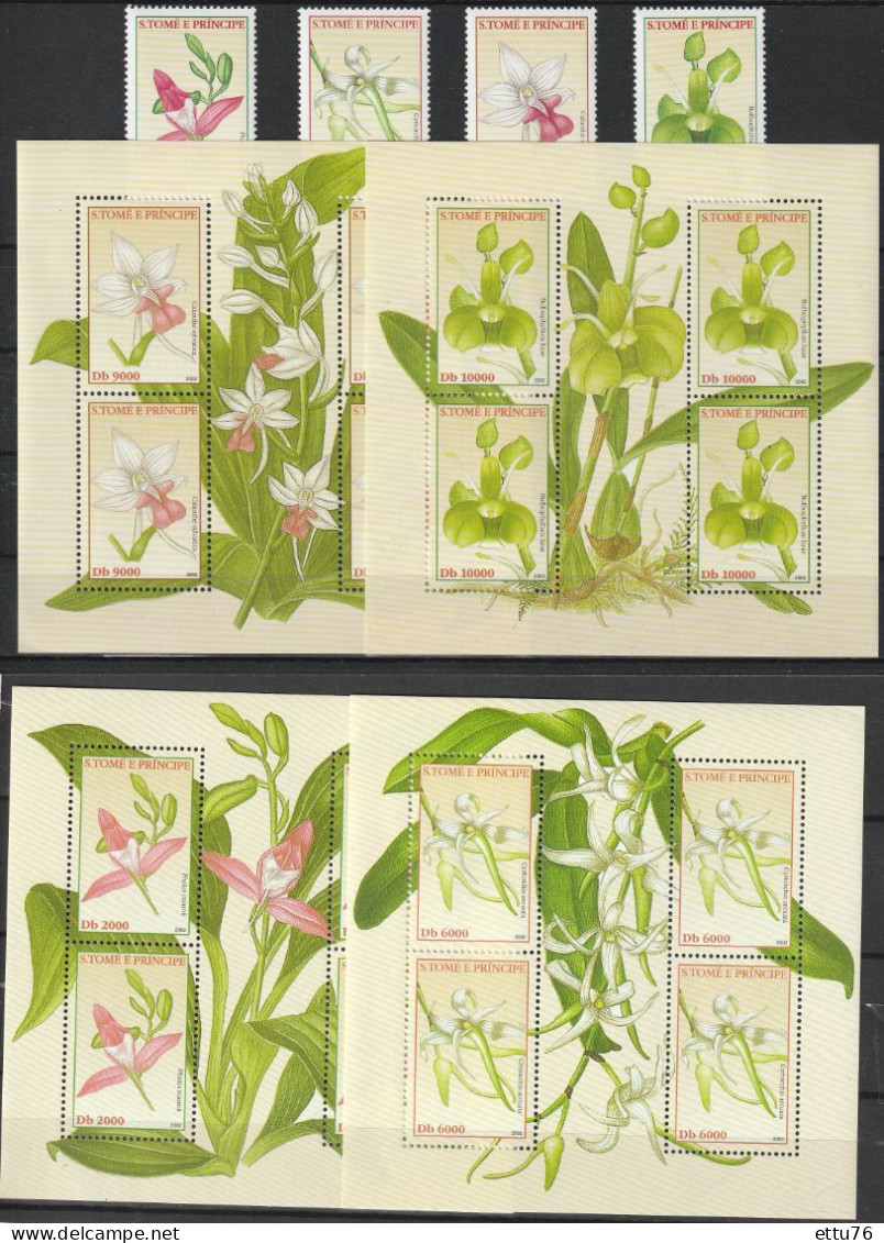 Sao Tome E Principe  2002  Flowers,Orchids Set & Sheets MNH - Orchidées