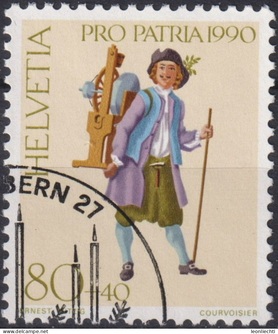 1990 Schweiz Pro Patria, Ausrufbilder, Scherenschleifer, ⵙ Zum:CH B229, Mi:CH 1419, Yt: CH 1345 - Used Stamps