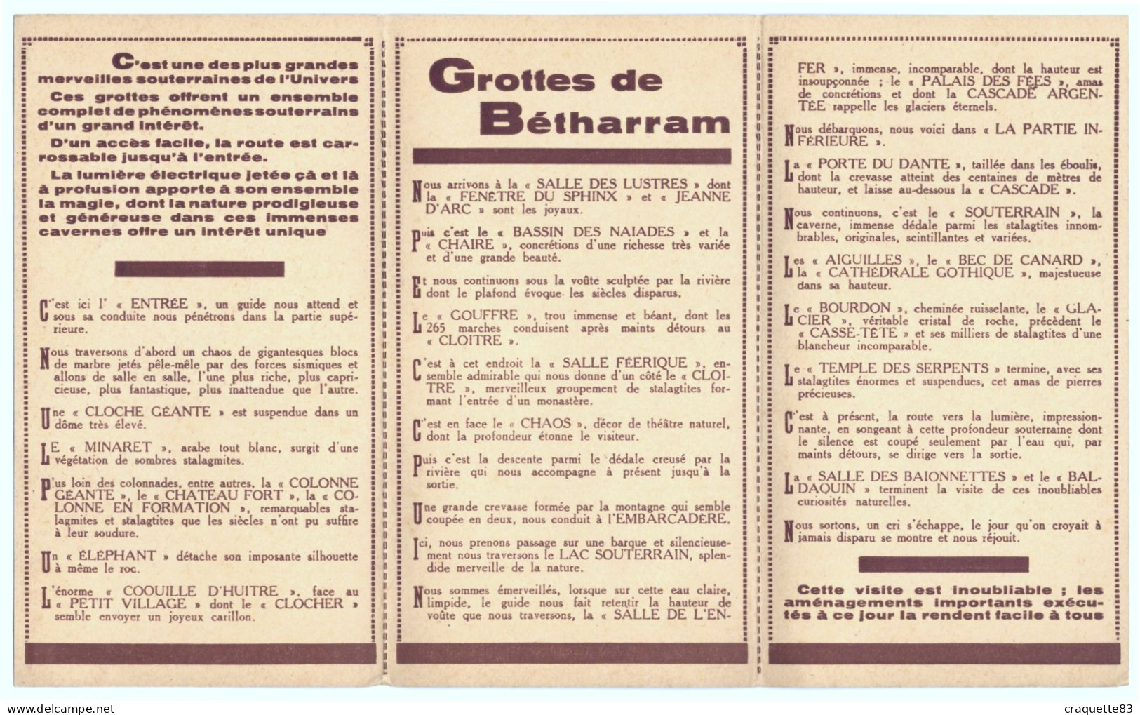 GUIDE SOUVENIR  GROTTES DE BETHARRAM  MERVEILLE SOUTERRAINE - Dépliants Touristiques