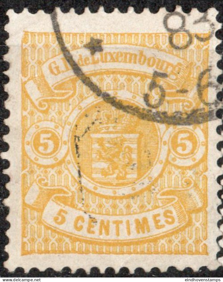 Luxembourg 1880 5 C Perf 13¼ 1 Value Canceled - 1859-1880 Wappen & Heraldik