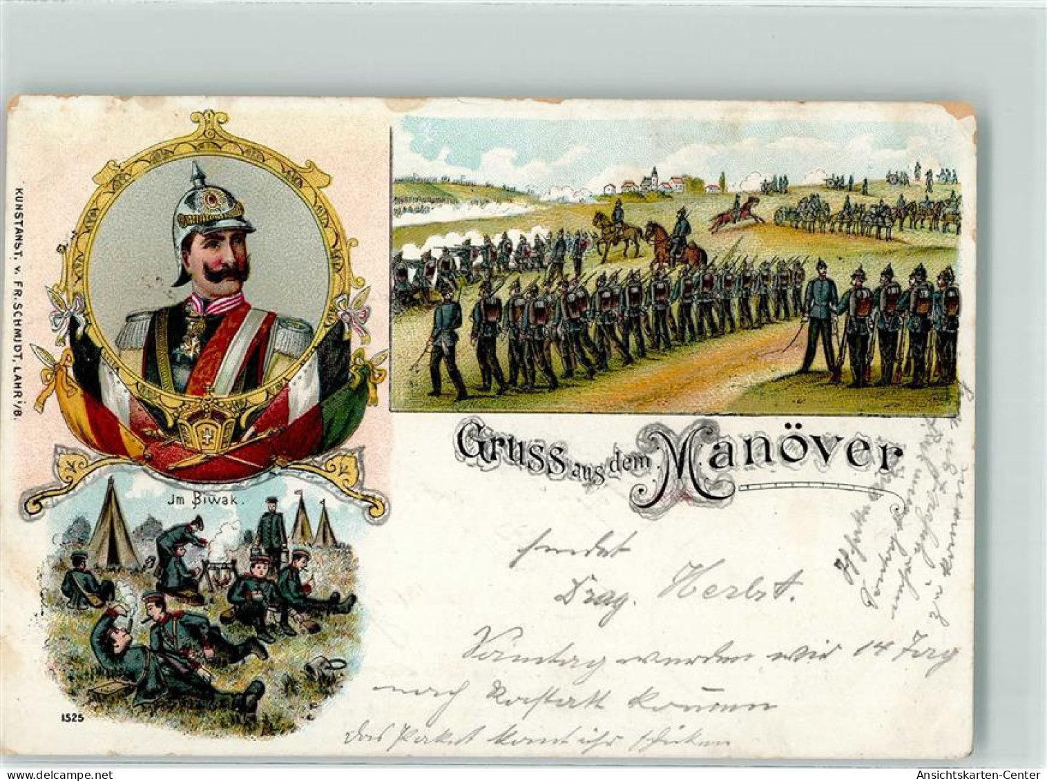 13285709 - Portrait Kaiser Wilhelm II Im Biwak Uniform Verlag Fr. Schmidt 1525 - Manöver