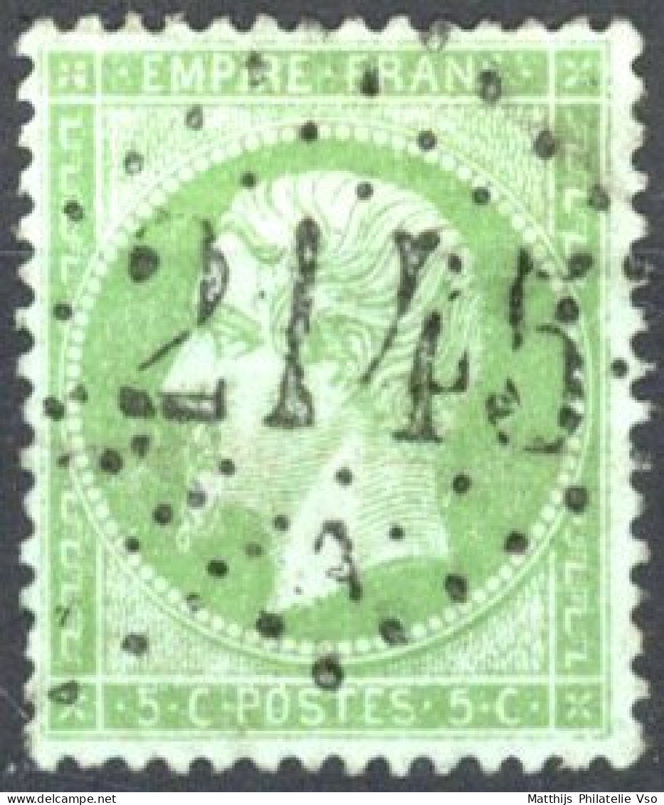 [O TB] N° 35, 5c Vert Pâle/bleu, Bon Centrage Et Signé Calves - TB Obl Centrale - Cote: 230€ - 1863-1870 Napoleon III With Laurels