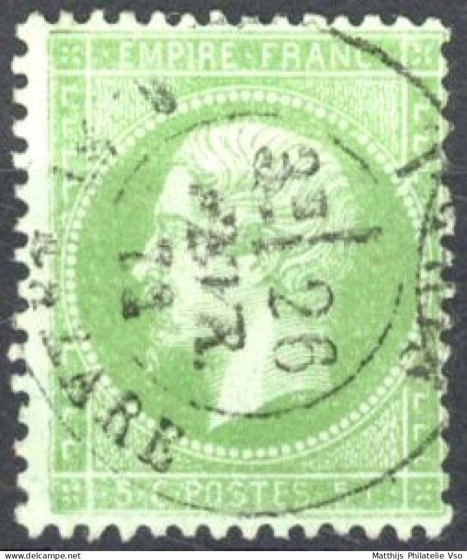 [O SUP] N° 35, 5c Vert Pâle/bleu - TB Obl Centrale Càd - Cote: 230€ - 1863-1870 Napoléon III. Laure