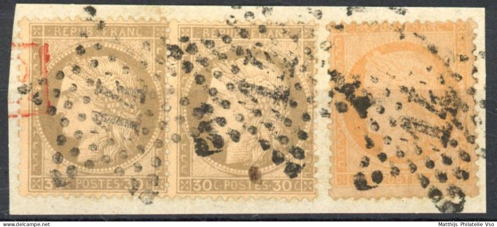 [O SUP] N° 38+56(2x) Sur Fragment - TB Obl étoile '14' - 1870 Siege Of Paris