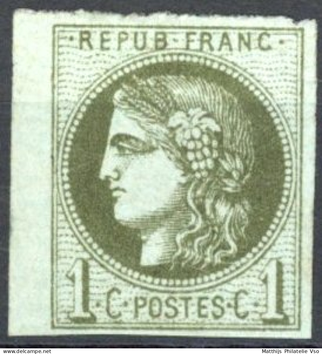 [(*) SUP] N° 39A, 1c Olive (report 1), Belles Marges Et Bdf - Grande Fraîcheur - Cote: 150€ - 1870 Bordeaux Printing