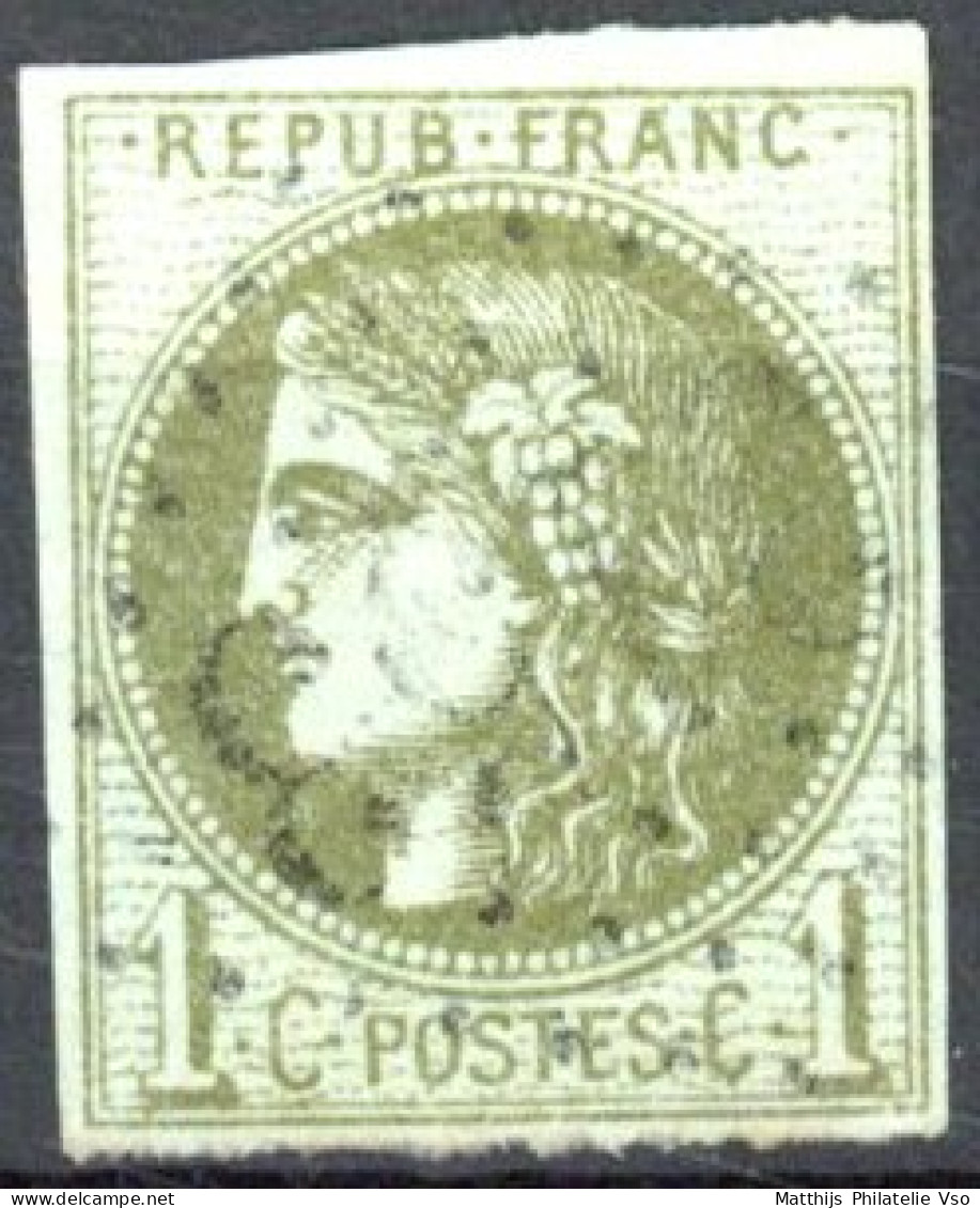 [O SUP] N° 39B, 1c Olive (report 2), Belles Marges - Obl Légère - Cote: 220€ - 1870 Bordeaux Printing