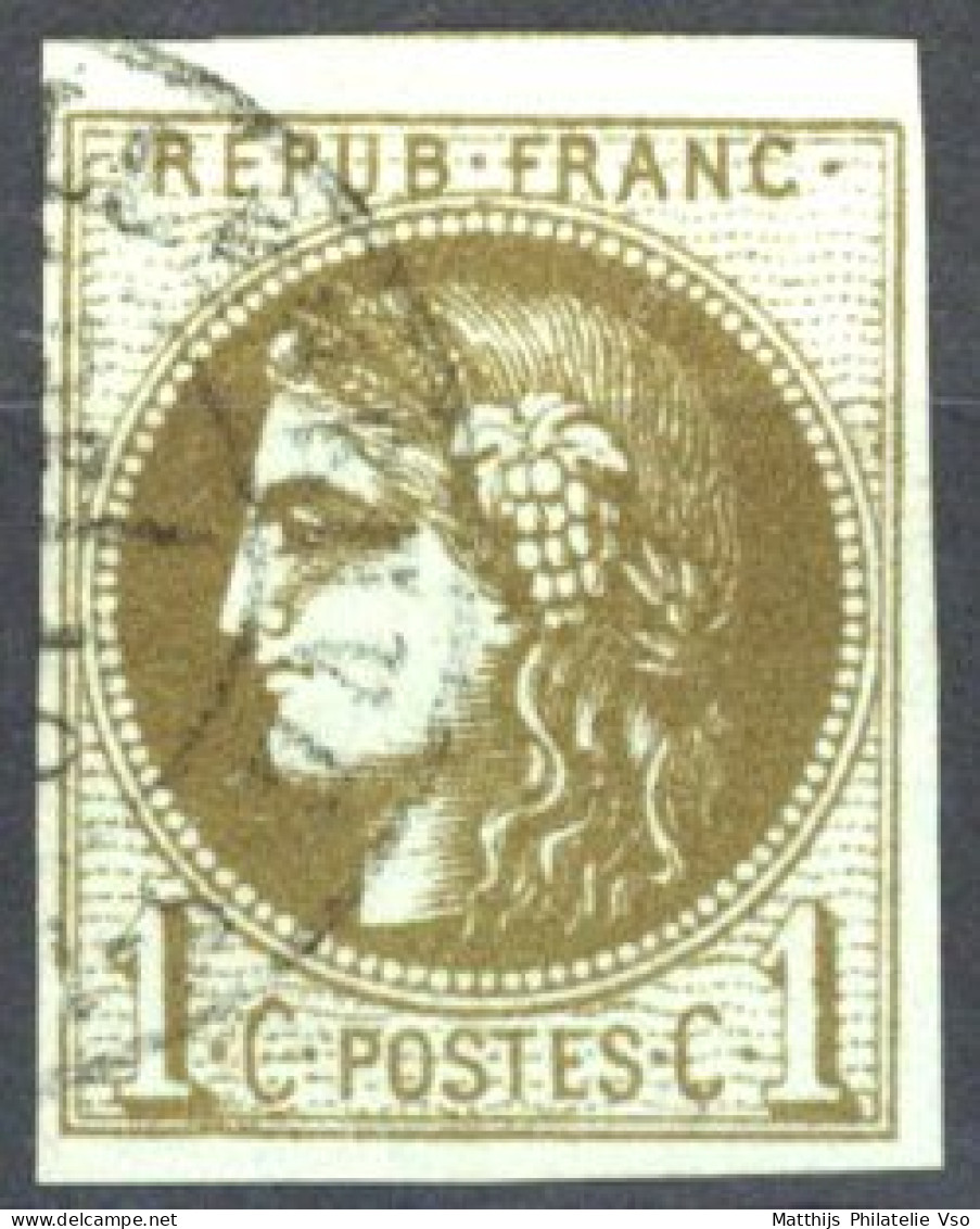 [O SUP] N° 39C, 1c Olive Bronze (report 3), Belles Marges - Nuance Splendide - Cote: 400€ - 1870 Bordeaux Printing