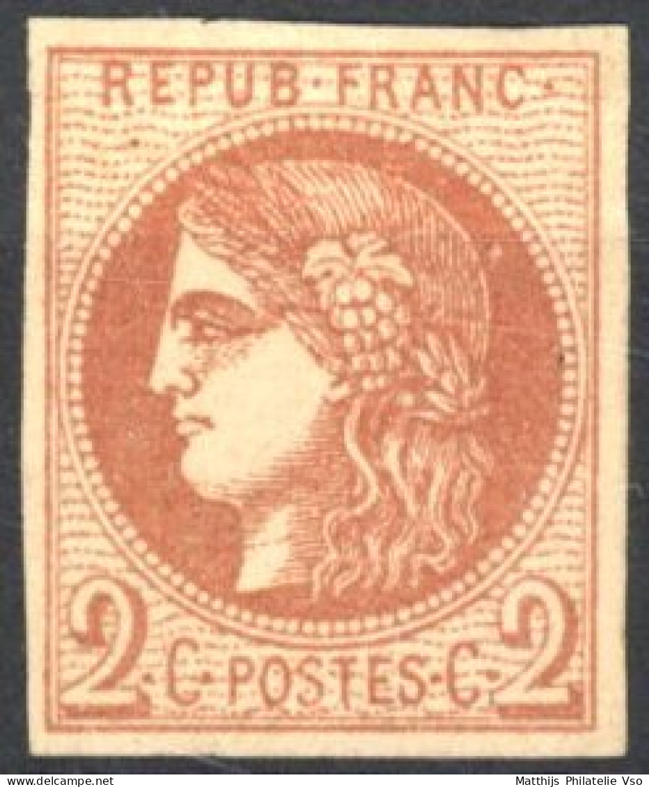 [* SUP] N° 40B, 2c Brun-rouge (report 2), Belles Marges - Grande Fraîcheur - Cote: 360€ - 1870 Emission De Bordeaux