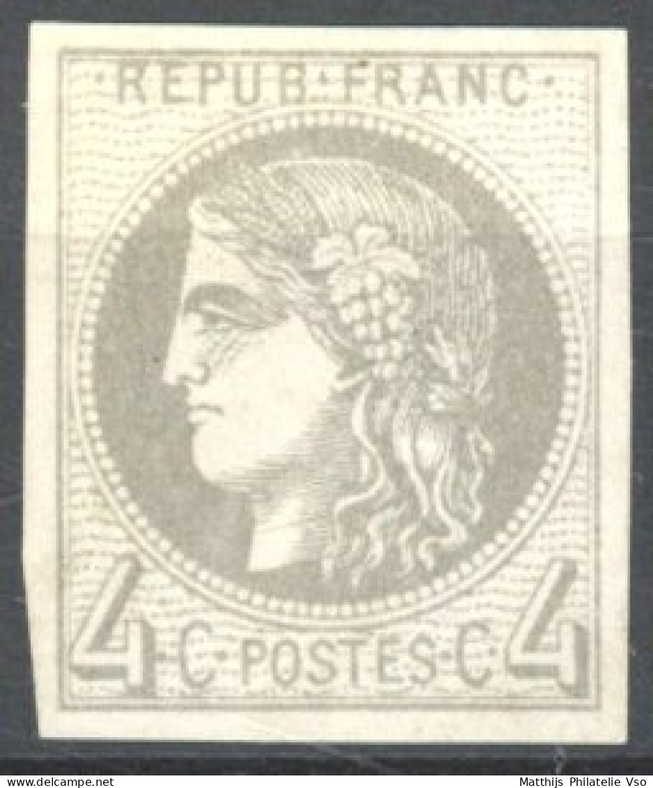 [(*) SUP] N° 41B, 4c Gris (report 2), Belles Marges, Signe JF Brun - Superbe - Cote: 200€ - 1870 Ausgabe Bordeaux