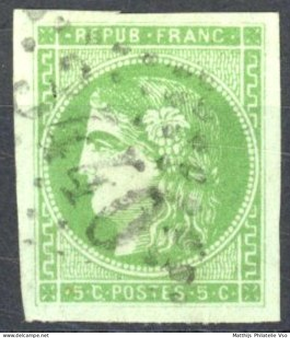 [O SUP] N° 42B, 5c Vert-jaune (report 2), Marges énormes - Obl 'GC3440' Sorgues Sur L'Ouvèze - Cote: 220€ - 1870 Bordeaux Printing