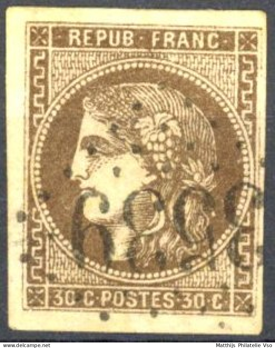 [O SUP] N° 47, 30c Brun, Bien Margé - TB Obl Centrale 'GC3539' St Chamas - Cote: 280€ - 1870 Bordeaux Printing