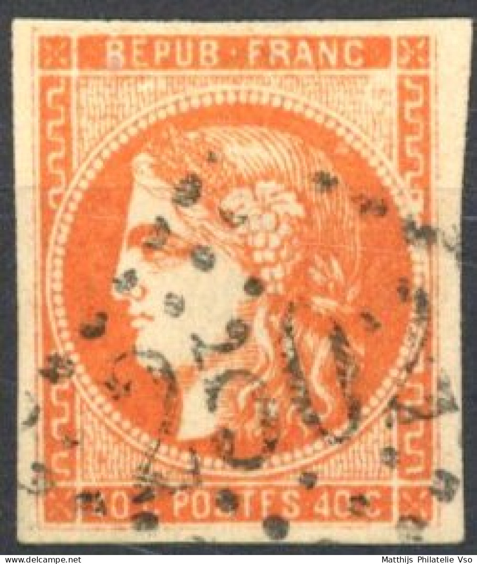 [O SUP] N° 48, 40c Orange, Bien Margé - TB Obl Centrale 'GC2502' Montpellier - Cote: 180€ - 1870 Ausgabe Bordeaux