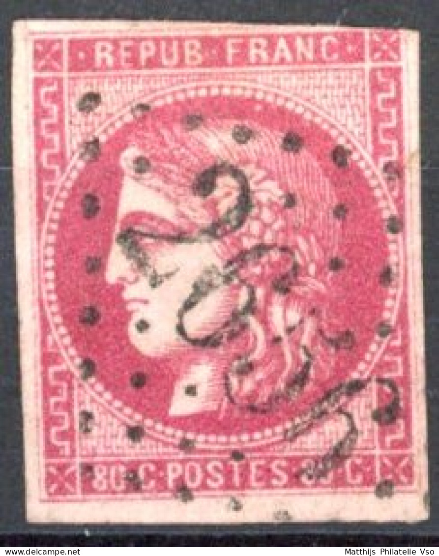 [O TB] N° 49b, 80c Rose Vif, Touché En Haut à Droite Sinon Belles Marges - TB Obl Centrale 'GC2656' Nice - Cote: 420€ - 1870 Bordeaux Printing